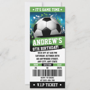 Customisable Soccer Printable Ticket Birthday Invitation