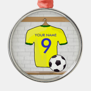 Customisable Soccer Shirt (yellow) Pendant Metal Ornament