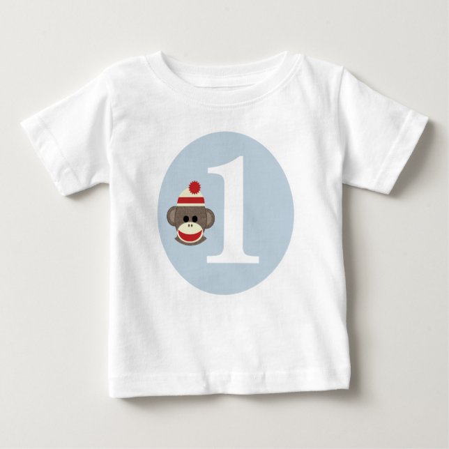 Customisable Sock Monkey birthday shirt (Front)