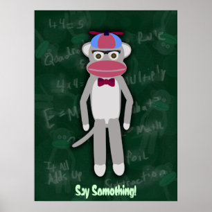 Customisable Sock Monkey Nerd Poster
