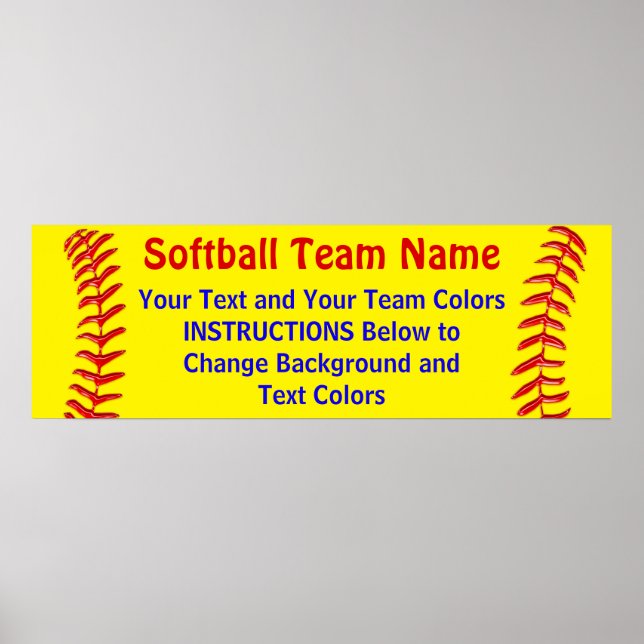 Customisable Softball Posters Your Text and Colour (Front)