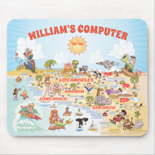 Customisable Southern California Cartoon Mouse Pad