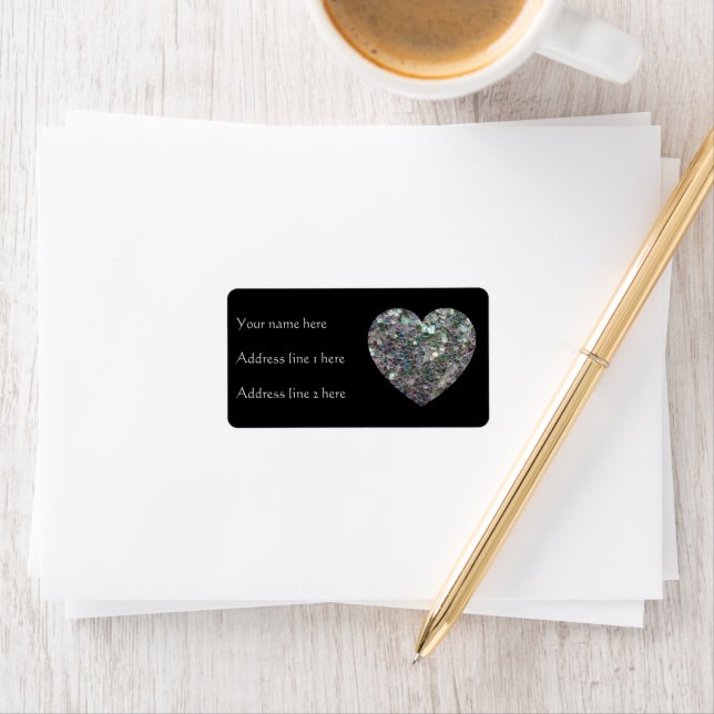 Customisable Sparkly silver mosaic Heart | Black Label (Insitu)