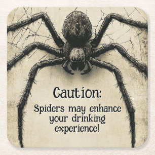 Customisable Spine-tingling Spider HALLOWEEN Bash Square Paper Coaster