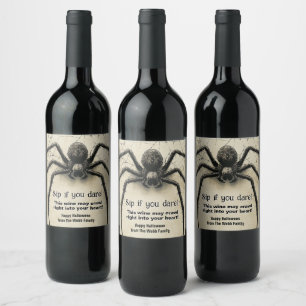 Customisable Spine-tingling Spider HALLOWEEN Bash Wine Label