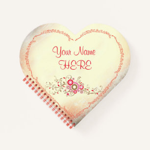 Customisable Spiral Heart-shaped notebook