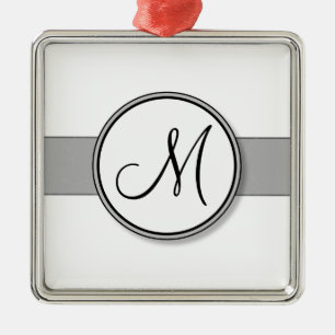 Customisable Split Monogram Seal Template Metal Ornament