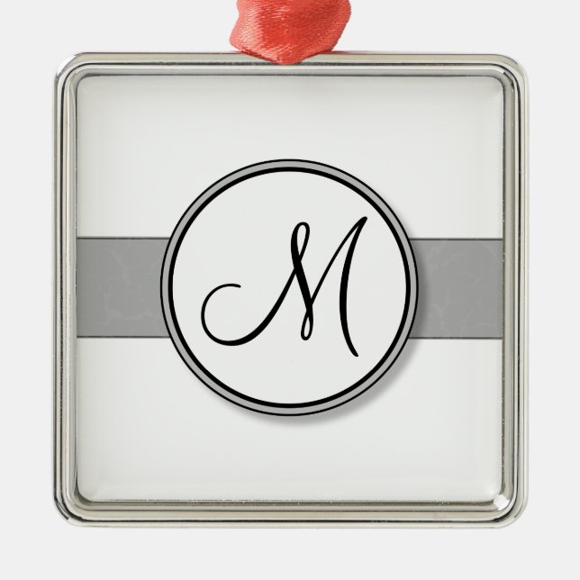 Customisable Split Monogram Seal Template Metal Ornament (Front)
