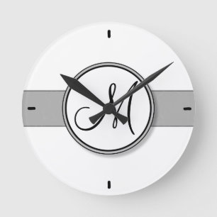 Customisable Split Monogram Seal Template Round Clock