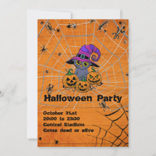 Customisable spooky Halloween owl, pumpkins Invitation