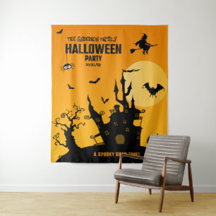 Customisable Spooky House Halloween Party Backdrop Tapestry