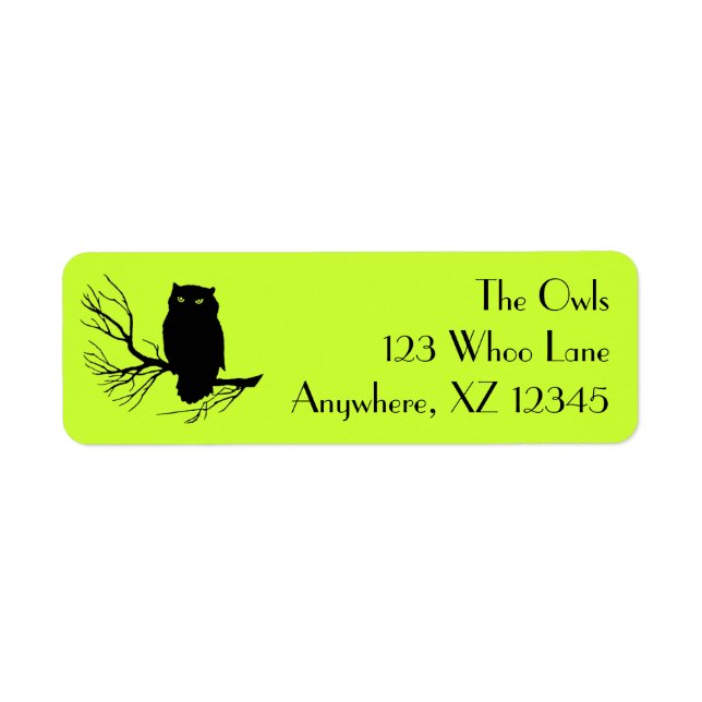 Customisable Spooky Owl Return Address Label (Front)