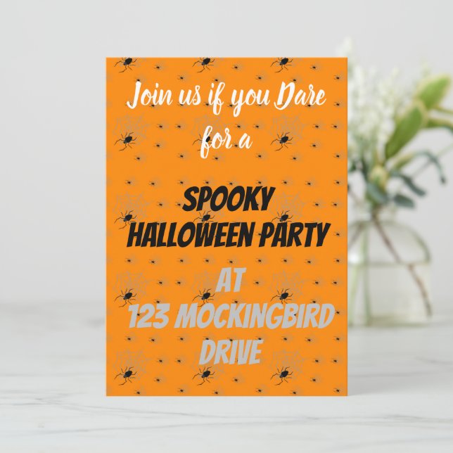 Customisable Spooky Spider Halloween Invitations  (Standing Front)