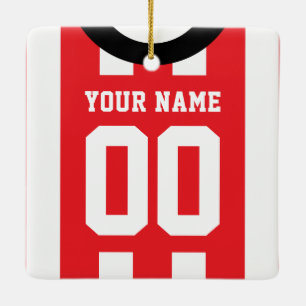 Customisable Sports Jersey Red Template    Ceramic Ornament