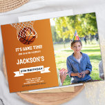 Customisable Sports Party Invitations for Kids<br><div class="desc">Celebrate your child’s birthday with these vibrant Orange Light Basketball Birthday Invitations! Featuring a striking orange light design with a bold basketball theme, these customisable invitations let you add a personal photo for a unique touch. Perfect for a basketball-themed birthday party, these invitations will bring an energetic and fun vibe...</div>