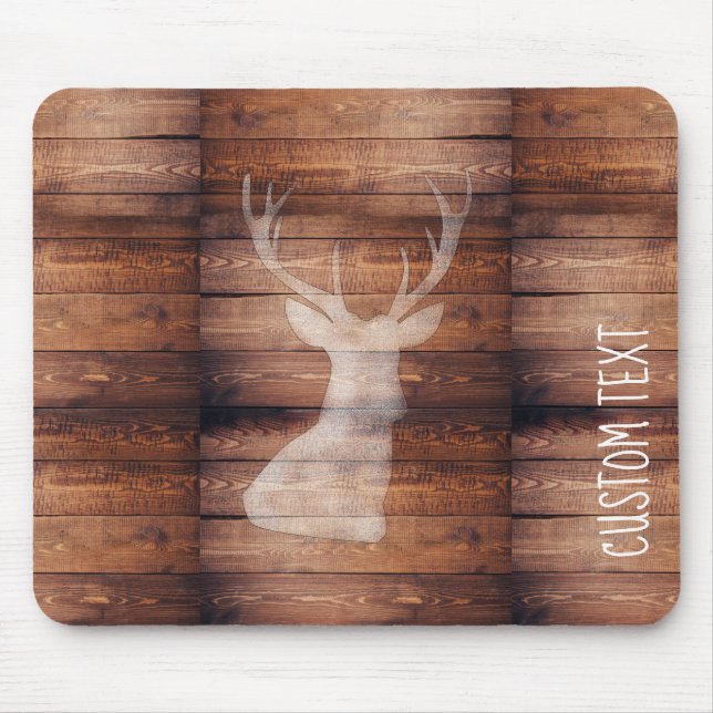 Customisable Spray Painted Deer on Wood Mousepad (Front)