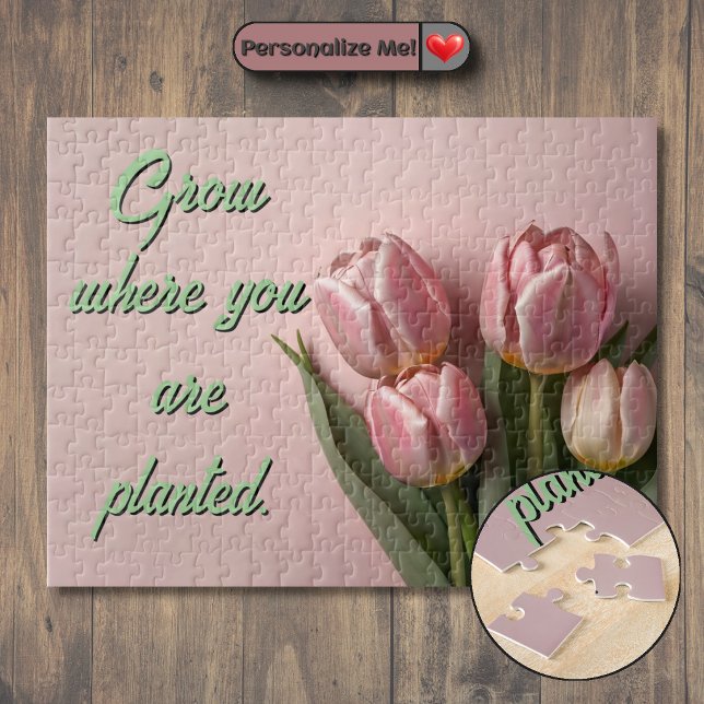 Customisable Spring Tulips Motivational Jigsaw Puzzle (Customizable Spring Tulips Motivational Jigsaw Puzzle)
