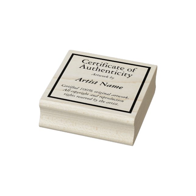 Customisable Square Certificate of Authenticity Rubber Stamp (Stamp)