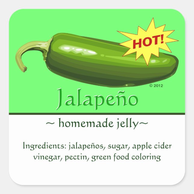 Customisable Square Jalapeño Stickers (Front)