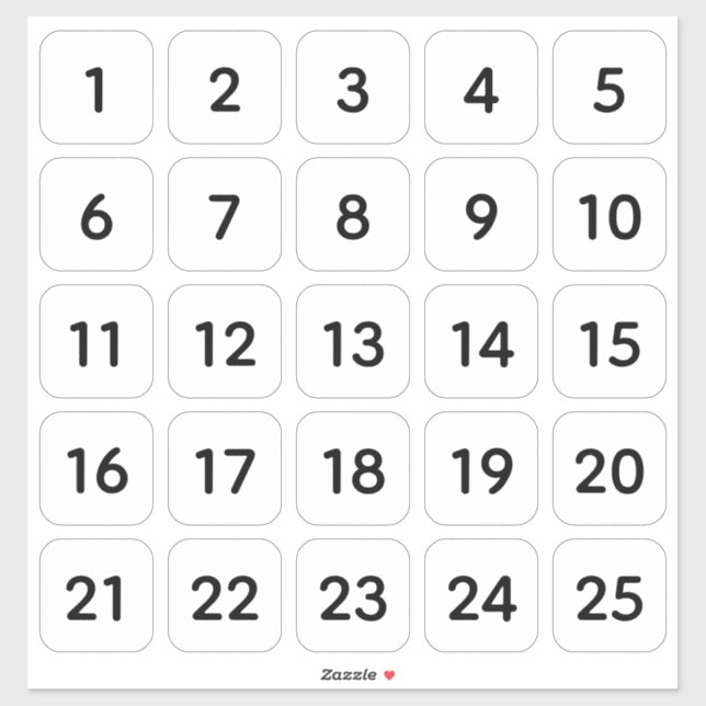 Customisable Square Number Stickers Black on White (Sheet)