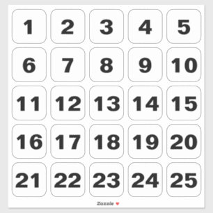 Customisable Square Number Stickers Black on White
