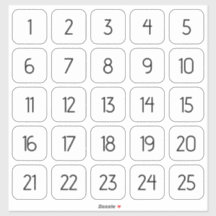 Customisable Square Number Stickers Black on White