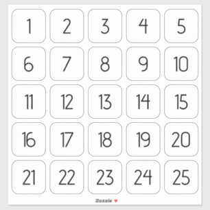 Customisable Square Number Stickers Black on White