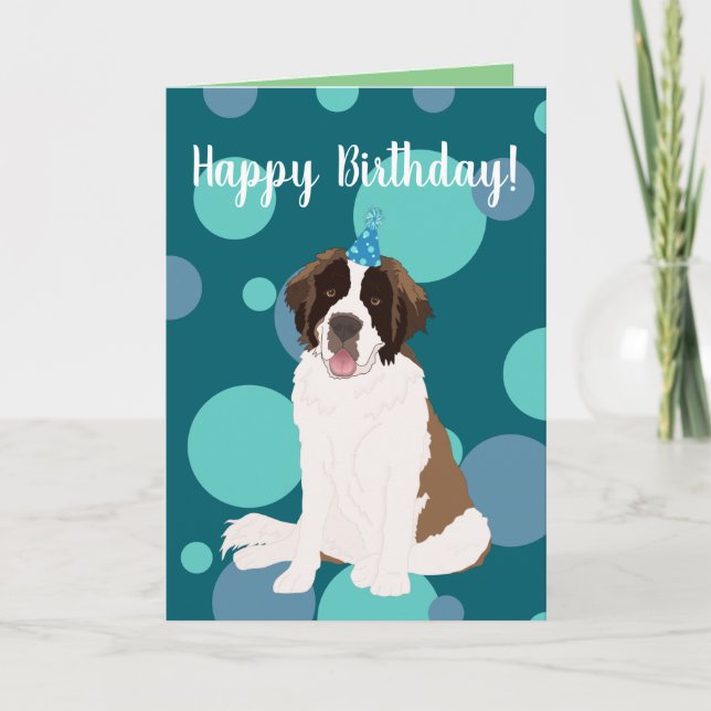 Customisable St Bernard Birthday  Card (Front)