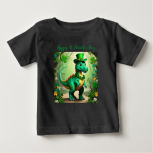 Customisable St Patrick’s Day Whimsical Dinosaur.  Baby T-Shirt