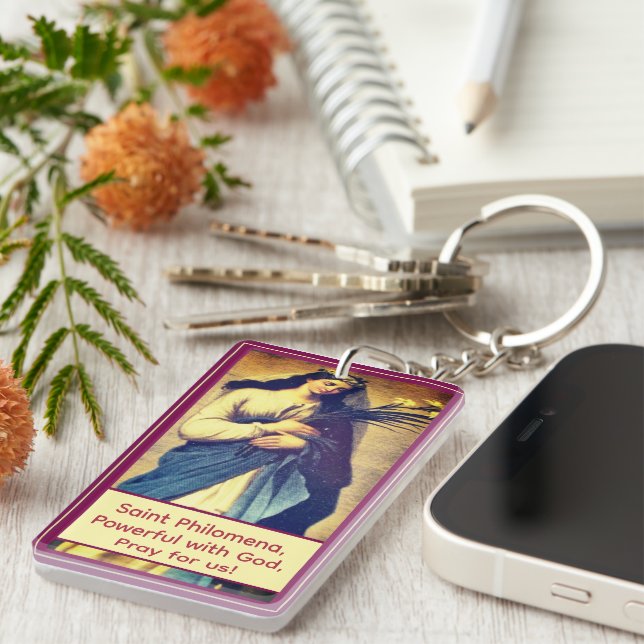 Customisable St. Philomena  Key Ring (Front Right)