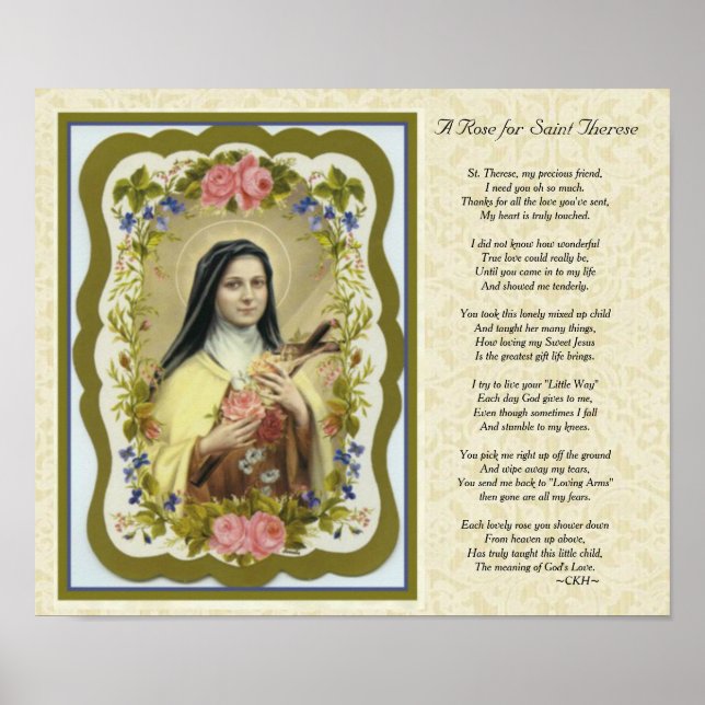 Customisable St. Therese Little Flower Poem Poster (Front)