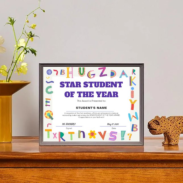 Customisable Star Student of the Year Class Award (Customizable Star Student of the Year Class Award)