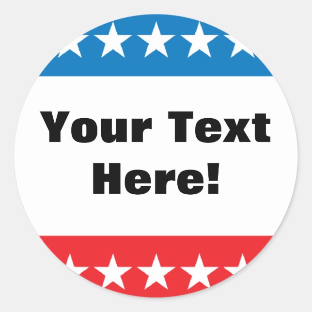 Customisable Stars and Stripes Design Classic Round Sticker (Front)