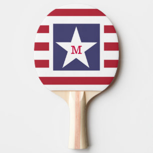 Customisable Stars and Stripes USA Momogram Ping Pong Paddle