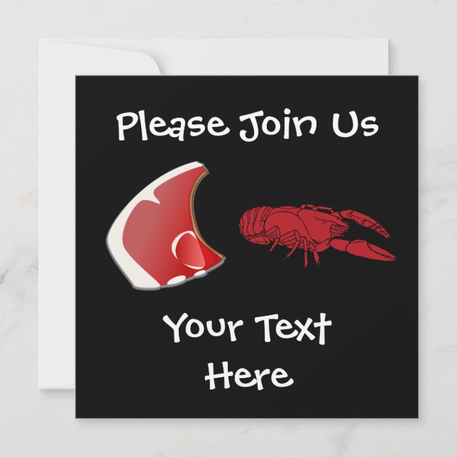 Customisable Steak and Lobster  Invitation (Front)