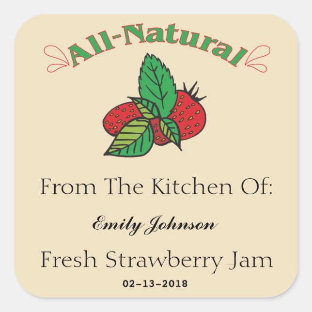 Customisable Strawberry Jam - Jelly Labels (Front)
