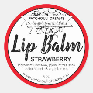 Customisable Strawberry Lip Balm Label Handmade