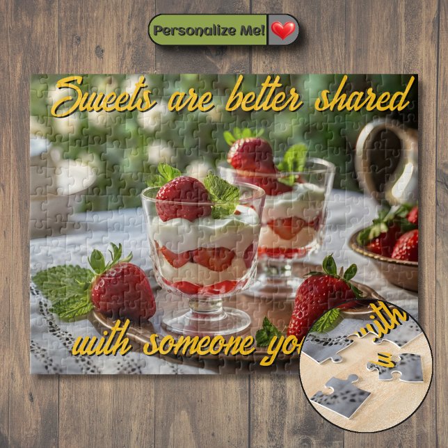 Customisable Strawberry Sweets Motivational Jigsaw Puzzle (Customizable Strawberry Sweets Motivational Jigsaw Puzzle)