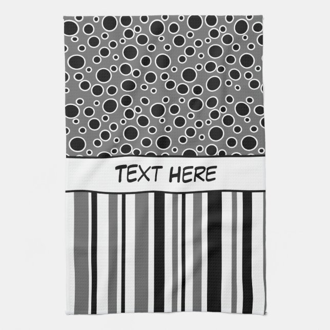 Customisable Stripes and Polka Dots Tea Towel (Vertical)