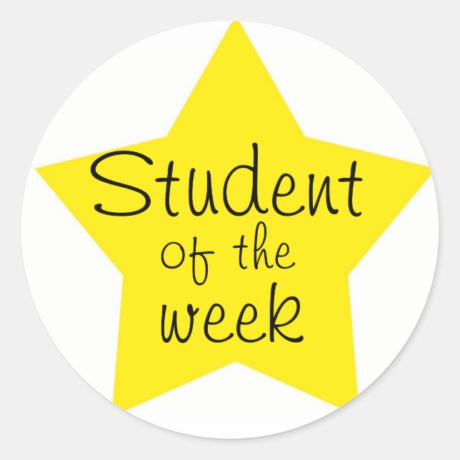 Customisable Student Of The Week Classic Round Sticker (Front)