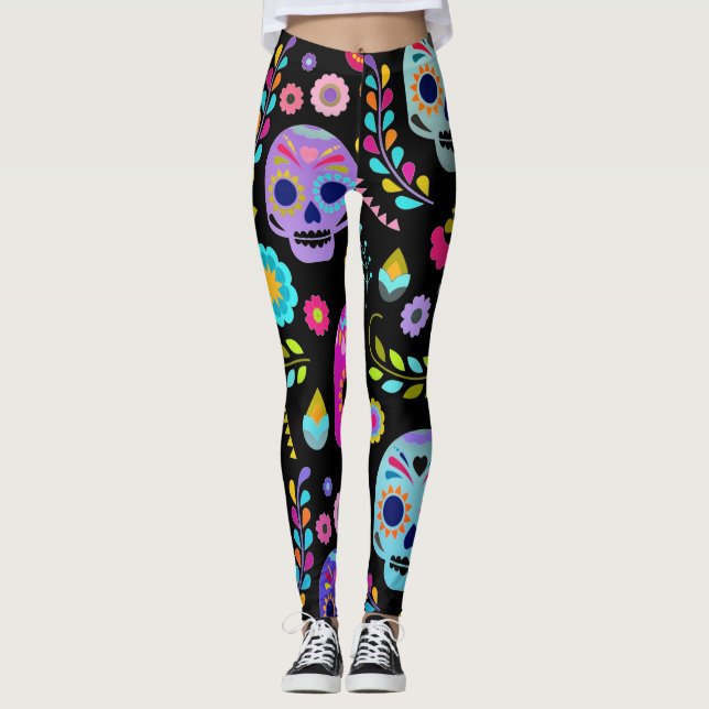 customisable sugar pop skull leggings (Front)