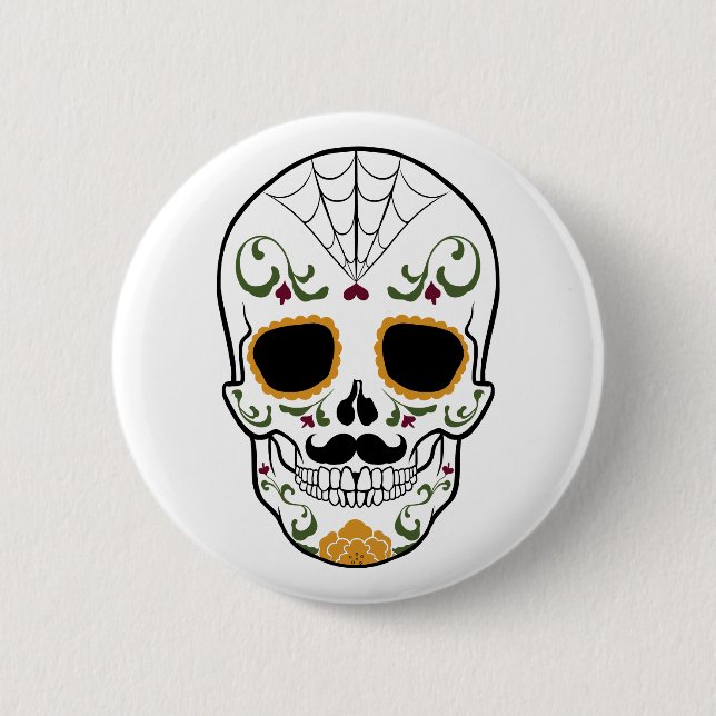Customisable Sugar Skull 6 Cm Round Badge (Front)
