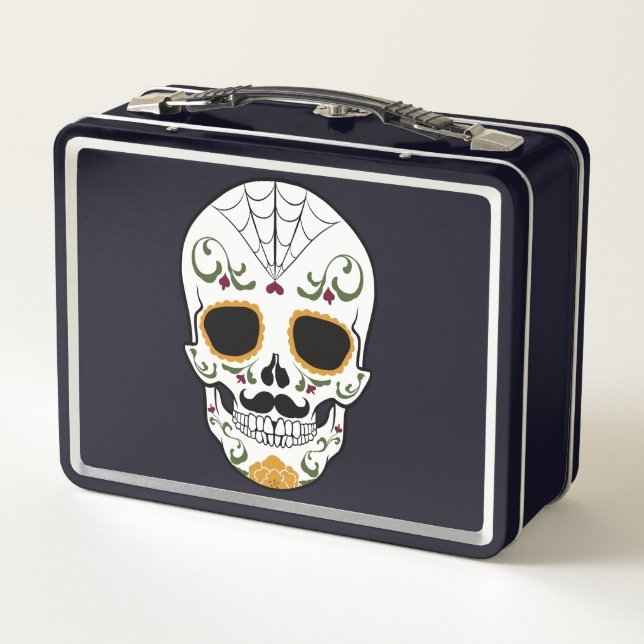 Customisable Sugar Skull Metal Lunch Box (Back)
