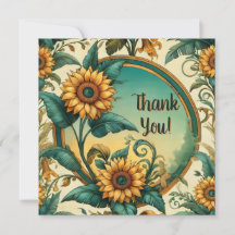 Customisable Sunflowers Thank You Discount Card