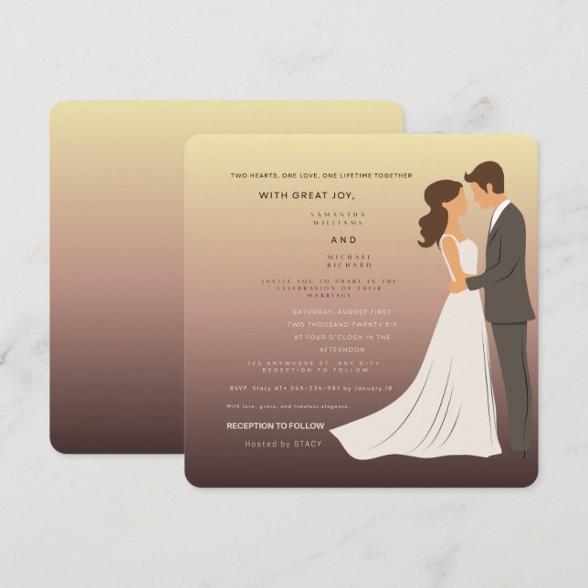 Customisable Sunset Glow Wedding Card (Front/Back)