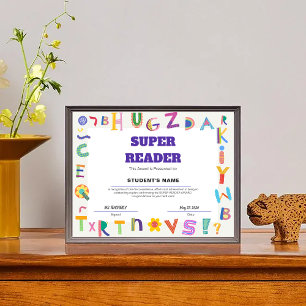 Customisable Super Reader StudentRecognition Award
