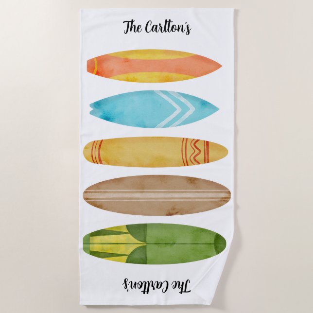Customisable Surfboard Beach Towel (Front)