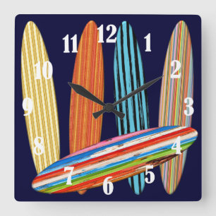 Customisable Surfboards Square Wall Clock