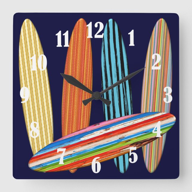 Customisable Surfboards Square Wall Clock (Front)