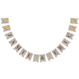 Customisable Swallowtail 16 flag Bunting with Hear